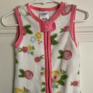 DREAMGRO Plush Infant Girl Pink Floral Sleep-Sack Size 0-3 Months Super Soft!